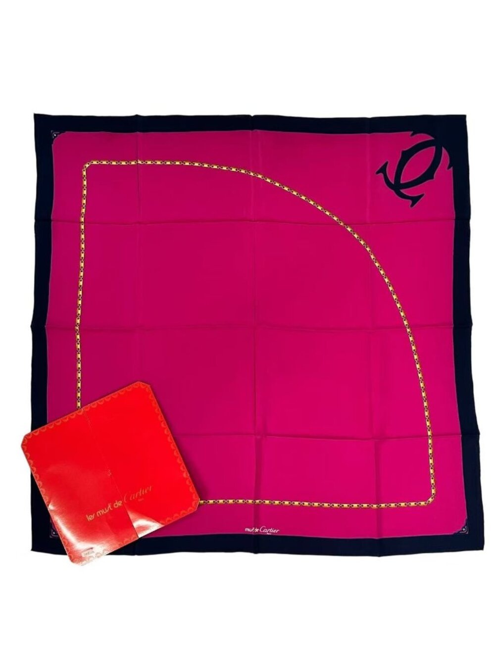 Cartier Scarf Silk Must de Cartier Chain Pattern Pink